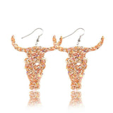 Fashion Jewelry Hook Earring Cute Cow Head sequins Leather earrings