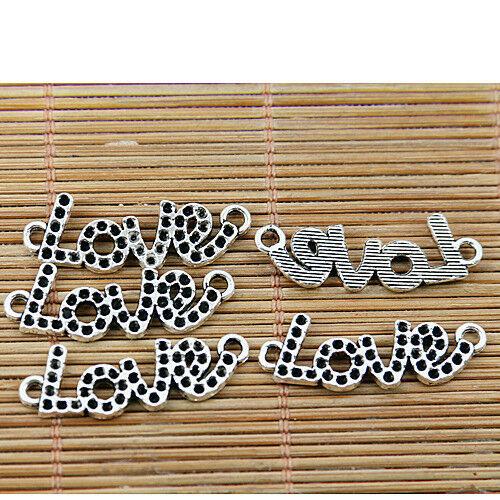 14pcs tibetan silver tone Love connector DIY making EF1491