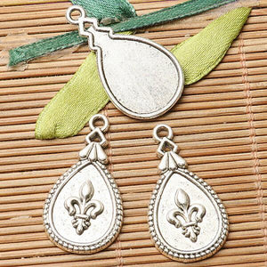 20pcs dark silver color flower pattern cabochon setting  EF2781