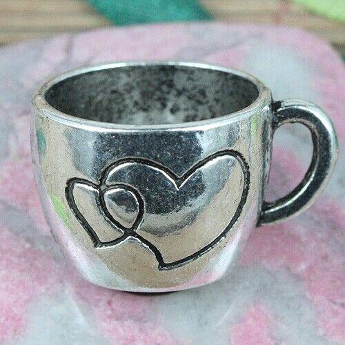 3pcs tibetan silver tone heart pattern cup design charms EF0292