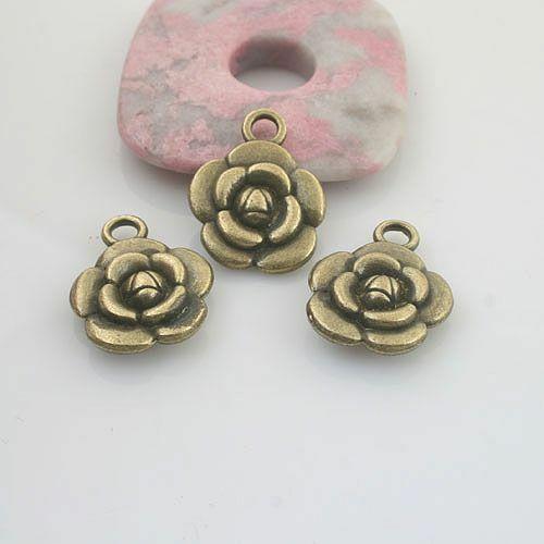 5pcs antiqued bronze color flower design pendant charm G1775