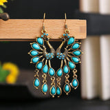 Fashion Jewelry Hook Earring The peacock Sapphire Earring Big Retro Earring