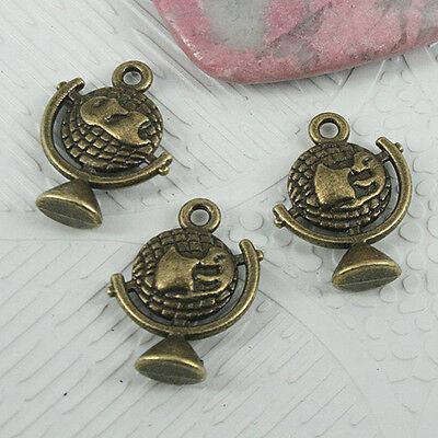 10pcs antiqued bronze color 2sided globe design charms EF0656