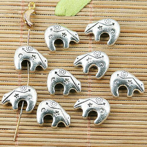 24pcs tibetan sivler 2sided sun star pattern polar bear bead EF2436