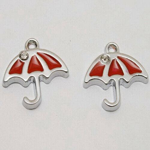 6pcs enamel zircon umbrella charms/pendants w1032