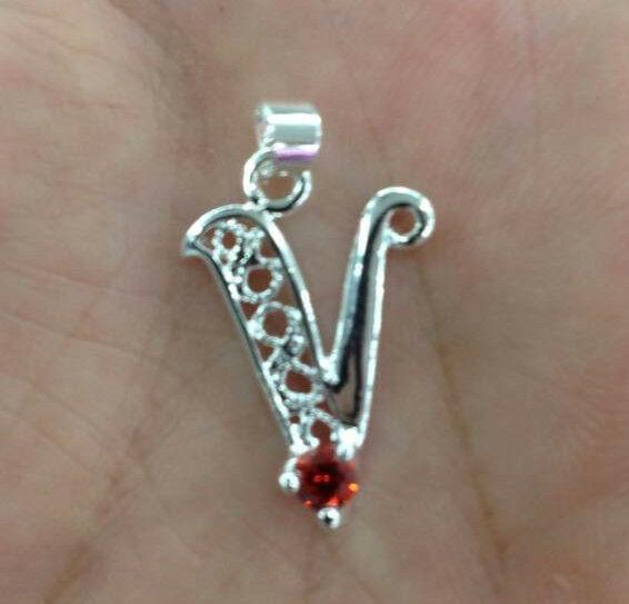 silver plated RED zircon capital letter
