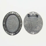 Lote de 2 cabujón ovalado de color plata tibetana de 25 x 35/25 x 18 mm, 30 x 40 mm y 13 x 18 mm, con diseño de broche.