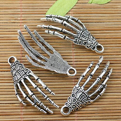 10pcs Tibetan silver hand bone charms EF2001