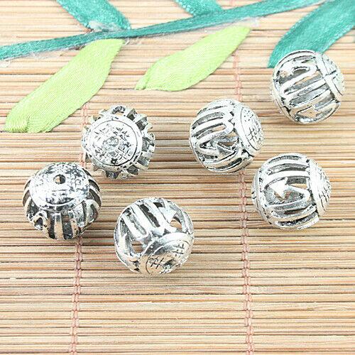 10pcs Tibetan silver tone round patterns hollow spacer beads h5103