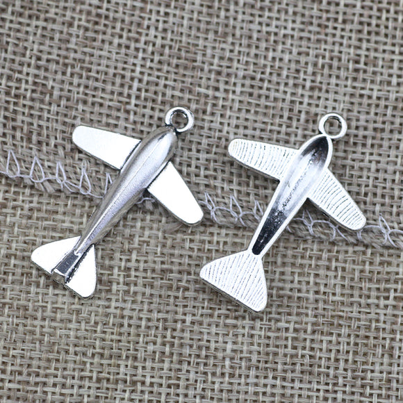 6Pieces/Lot 29*34mm Fashion Alloy Airplane Charms Antique Silver Plated DIY Charms For Neckalce Bracelet  Jewelry Making