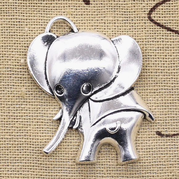 6pcs Charms Big Ears Elephant 37x31mm Antique Silver Color Pendants DIY Crafts Making Findings Handmade Tibetan Jewelry