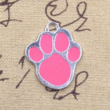 6pcs Charms Colorful Dog Claw Bear Paw 32x26mm Antique Silver Color Pendants DIY Crafts Making Findings Handmade Tibetan Jewelry