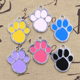 6pcs Charms Colorful Dog Claw Bear Paw 32x26mm Antique Silver Color Pendants DIY Crafts Making Findings Handmade Tibetan Jewelry