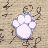 6pcs Charms Colorful Dog Claw Bear Paw 32x26mm Antique Silver Color Pendants DIY Crafts Making Findings Handmade Tibetan Jewelry