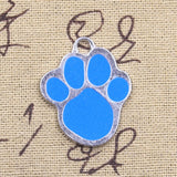 6pcs Charms Colorful Dog Claw Bear Paw 32x26mm Antique Silver Color Pendants DIY Crafts Making Findings Handmade Tibetan Jewelry