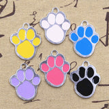 6pcs Charms Colorful Dog Claw Bear Paw 32x26mm Antique Silver Color Pendants DIY Crafts Making Findings Handmade Tibetan Jewelry