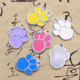 6pcs Charms Colorful Dog Claw Bear Paw 32x26mm Antique Silver Color Pendants DIY Crafts Making Findings Handmade Tibetan Jewelry