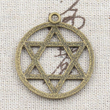6pcs Charms Star Of David Shield Hexagram 39x35mm Antique Silver Color Pendants DIY Making Findings Handmade Tibetan Jewelry