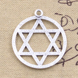 6pcs Charms Star Of David Shield Hexagram 39x35mm Antique Silver Color Pendants DIY Making Findings Handmade Tibetan Jewelry