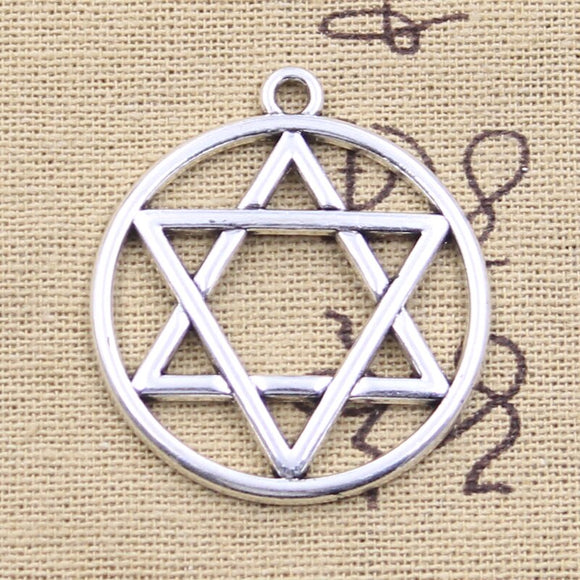 6pcs Charms Star Of David Shield Hexagram 39x35mm Antique Silver Color Pendants DIY Making Findings Handmade Tibetan Jewelry