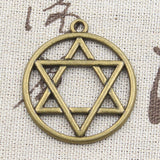 6pcs Charms Star Of David Shield Hexagram 39x35mm Antique Silver Color Pendants DIY Making Findings Handmade Tibetan Jewelry