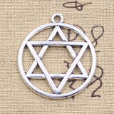 6pcs Charms Star Of David Shield Hexagram 39x35mm Antique Silver Color Pendants DIY Making Findings Handmade Tibetan Jewelry
