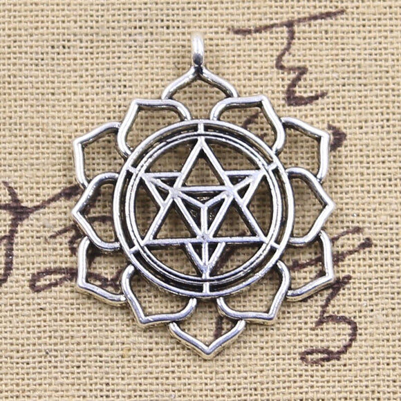 6pcs Charms Yoga Flower Of Life Datura Stramonium 39x31mm Antique Silver Color Pendants DIY Making Handmade Tibetan Jewelry EF3945