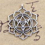 6pcs Charms Yoga Flower Of Life Datura Stramonium 39x31mm Antique Silver Color Pendants DIY Making Handmade Tibetan Jewelry EF3945