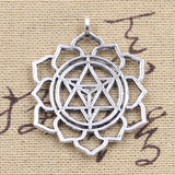 6pcs Charms Yoga Flower Of Life Datura Stramonium 39x31mm Antique Silver Color Pendants DIY Making Handmade Tibetan Jewelry EF3945