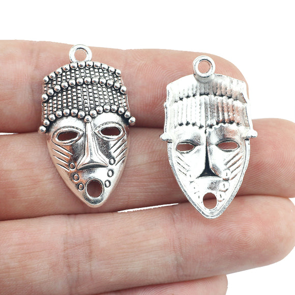 6pcs/lot 20*33mm Alloy Antique Silver With Face Charm Pendant For Necklace Jewelry DIY Making Findings EF3690