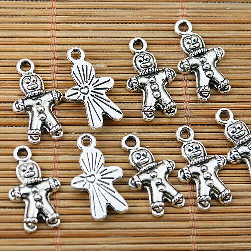 16pcs Tibetan silver color Christmas cookie design charms EF1805