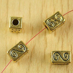 12pcs dark gold-tone cuboid  beads h1348