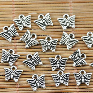 56pcs tibetan silver tone little butterfly design charms EF1540