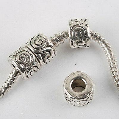 15pcs dark silver-tone columniform bead fit bracelet 8237