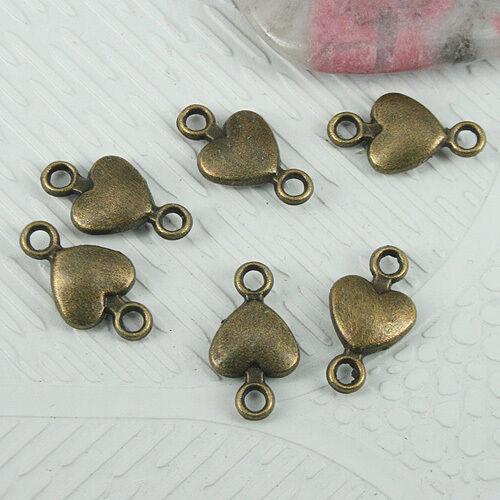 100pcs antiqued bronze color heart connector findings EF0806