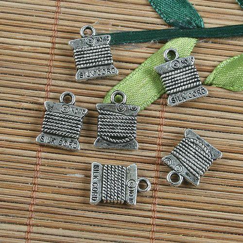 20pcs antiqued silver SILK CORD pendant charm G1211