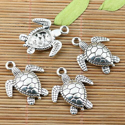 7pcs tibetan silver tone turtle charms EF1982