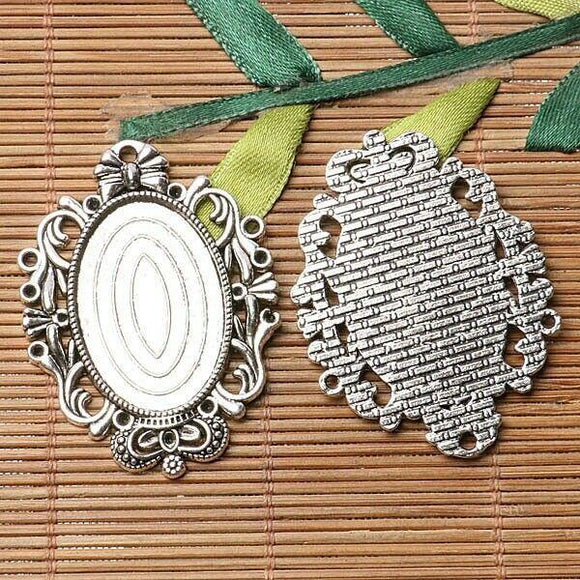Tibetan silver plated crown  oval 20*30mm cabochon settings   2pcs  EF3572