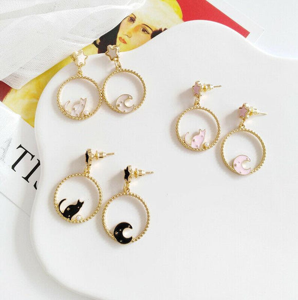 Fashion Jewelry Stud Earring Moon Cat Circle Earring Loop Earring