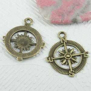 12pcs antiqued bronze color compass design charms EF0772