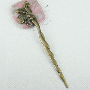 8pcs antiqued bronze color 2sided fish waves hair pin design EF0828