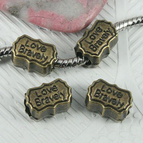 8pcs antiqued bronze 2sided Love Bravely Loose beads EF0767