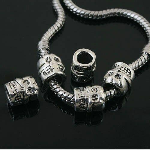 20pcs Tibetan Silver skull spacer Beads Fit European Bracelet L0067