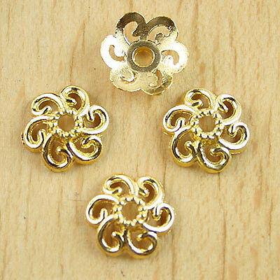 50pcs gold tone flower spacer beads H0166