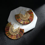 Fashion Bohemian Earrings Hook Tassel Fringe Boho Dangle Earrings Jewelry 1 Pair