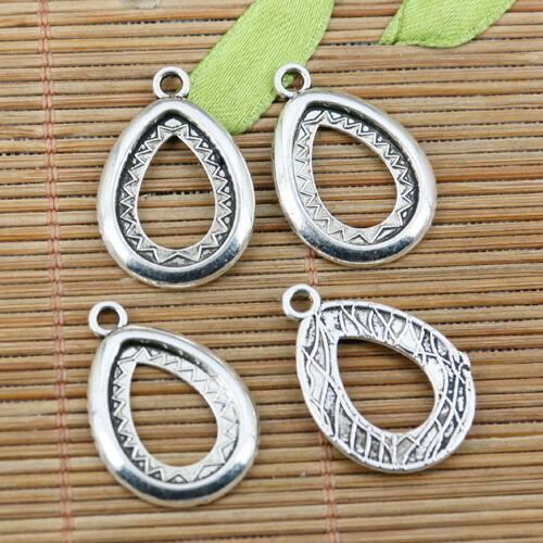 6pcs tibetan silver color tear shaped cabochon setting drop EF2298