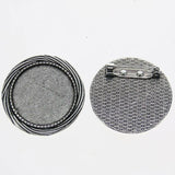 2pcs/lot Tibetan silver color ROUND shaped 30mm cabochon settings brooch design