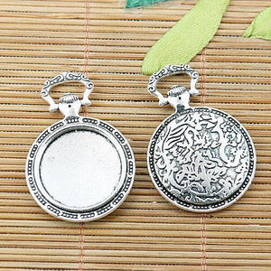 5pcs tibetan silver color flower pattern round 20mm cabochon settings EF2464