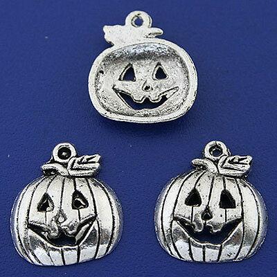 15pcs dark silver tone pumpkin face charms h3249