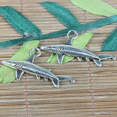 18pcs tibetan silver color shark design charms EF0300